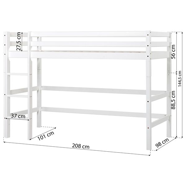 Low Convertible Loft Bed (H 145 cm) Eco Dream 90 x 200 cm - White