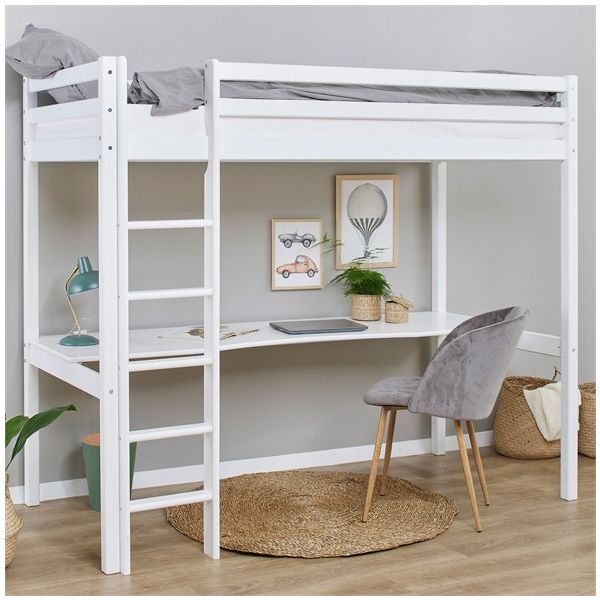 Eco Dream Convertible Loft Bed with Desk 90 x 200 cm - White