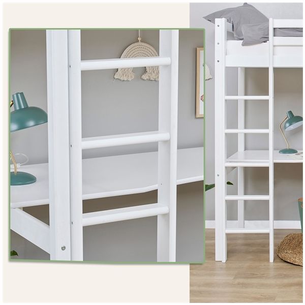 Eco Dream Convertible Loft Bed with Desk 90 x 200 cm - White