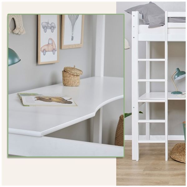 Eco Dream Convertible Loft Bed with Desk 90 x 200 cm - White