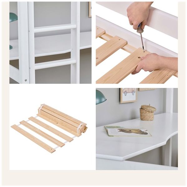 Eco Dream Convertible Loft Bed with Desk 90 x 200 cm - White