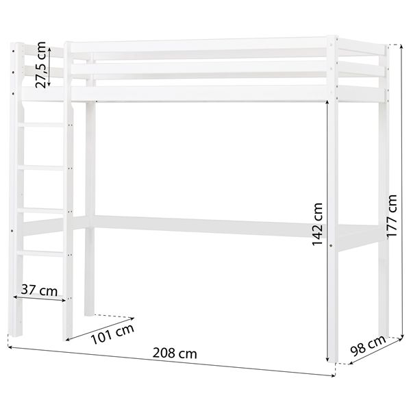 High Convertible Loft Bed (H 177 cm) Eco Dream 90 x 200 cm - White