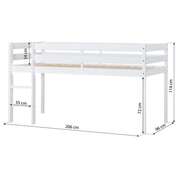 Lit mi-hauteur (H 114 cm) Eco Comfort 90 x 200 cm