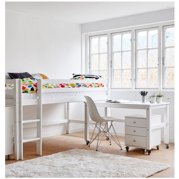 Eco Dream Convertible Mid-High Bed with Desk & Drawers 90 x 200 cm – White