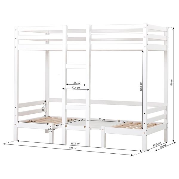 Lit superposé Eco Dream Jumbo 90 x 200 cm - Blanc