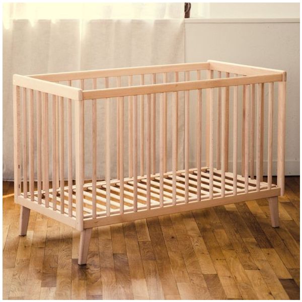 Lit bébé évolutif au sol Turia 70 x 140 cm - Hêtre