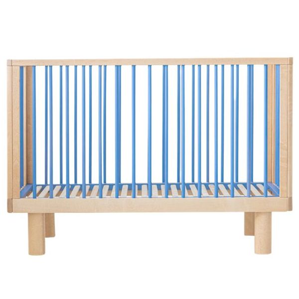 Lit bébé évolutif Nox 60 x 120 cm - Naturel / Bleu Ciel