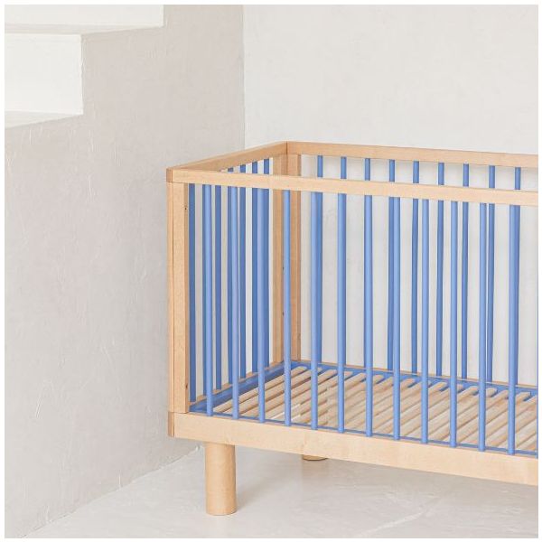 Lit bébé évolutif Nox 60 x 120 cm - Naturel / Bleu Ciel