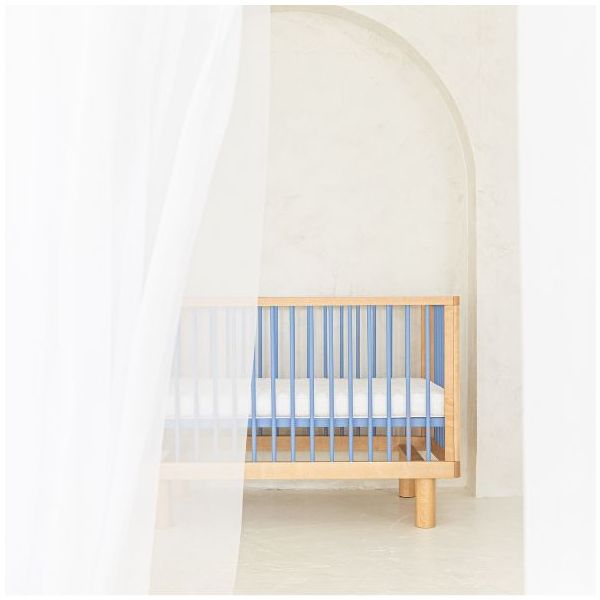 Lit bébé évolutif Nox 60 x 120 cm - Naturel / Bleu Ciel