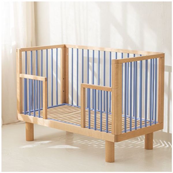 Lit bébé évolutif Nox 60 x 120 cm - Naturel / Bleu Ciel
