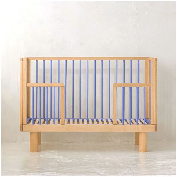 Lit bébé évolutif Nox 60 x 120 cm - Naturel / Bleu Ciel