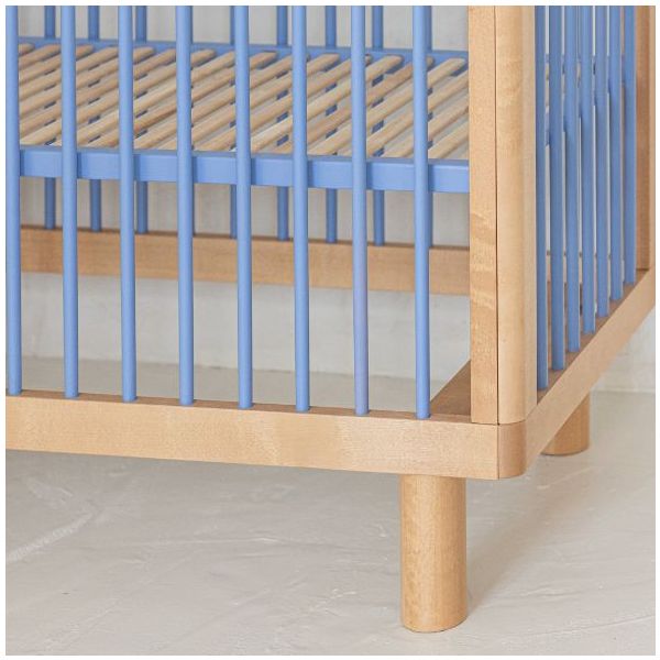 Lit bébé évolutif Nox 60 x 120 cm - Naturel / Bleu Ciel