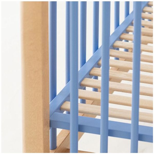 Lit bébé évolutif Nox 60 x 120 cm - Naturel / Bleu Ciel