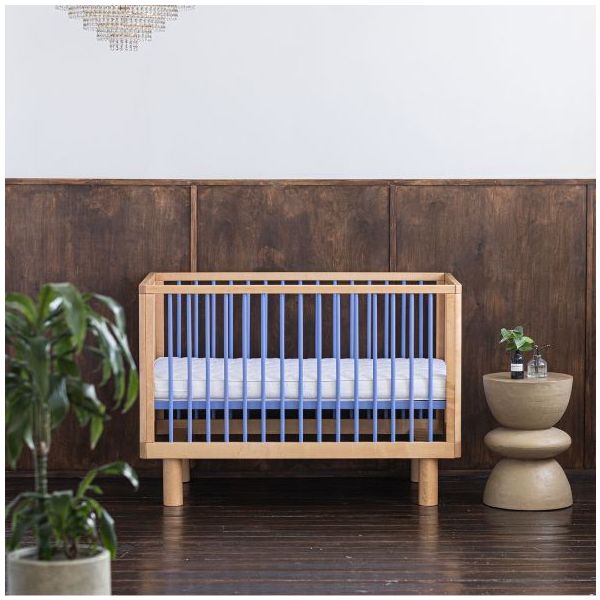 Lit bébé évolutif Nox 60 x 120 cm - Naturel / Bleu Ciel