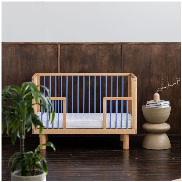 Lit bébé évolutif Nox 60 x 120 cm - Naturel / Bleu Ciel