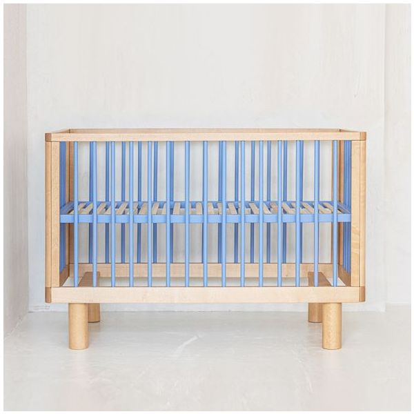Lit bébé évolutif Nox 60 x 120 cm - Naturel / Bleu Ciel
