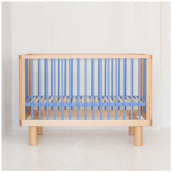 Lit bébé évolutif Nox 60 x 120 cm - Naturel / Bleu Ciel