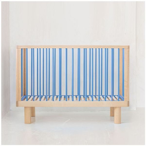 Lit bébé évolutif Nox 60 x 120 cm - Naturel / Bleu Ciel