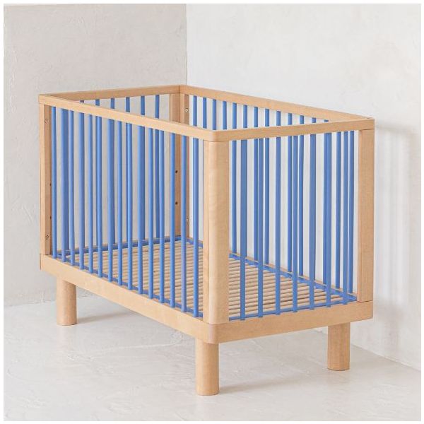 Lit bébé évolutif Nox 60 x 120 cm - Naturel / Bleu Ciel