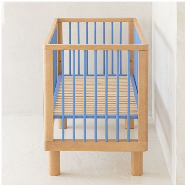 Lit bébé évolutif Nox 60 x 120 cm - Naturel / Bleu Ciel