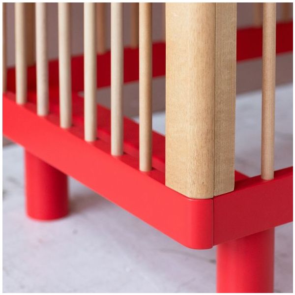 Nox Convertible Crib 60 x 120 cm - Natural / Red