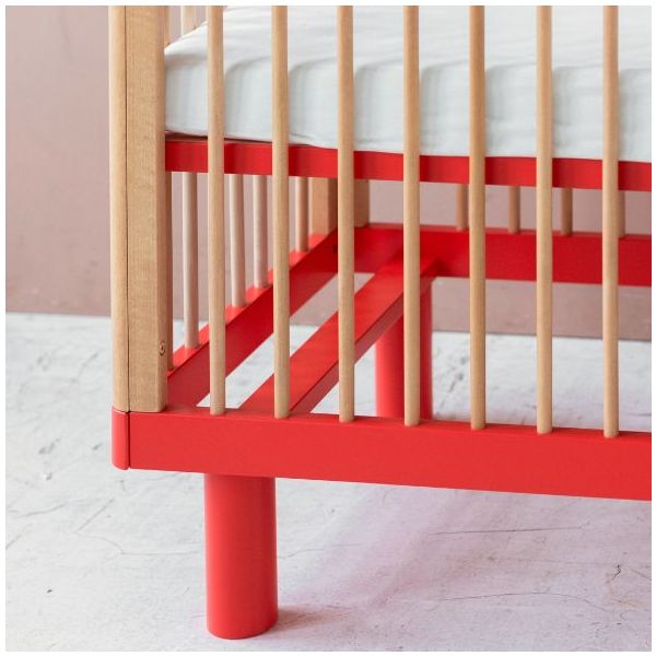 Nox Convertible Crib 60 x 120 cm - Natural / Red
