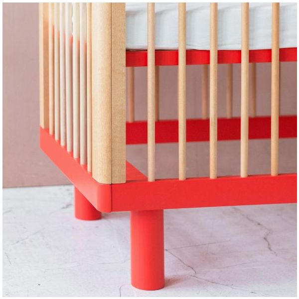 Nox Convertible Crib 60 x 120 cm - Natural / Red