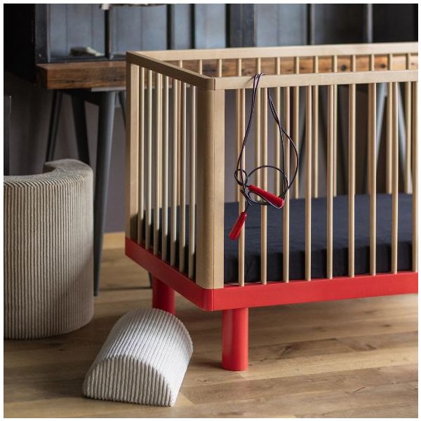 Nox Convertible Crib 60 x 120 cm - Natural / Red