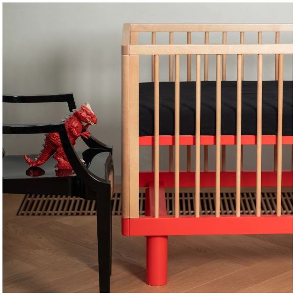 Nox Convertible Crib 60 x 120 cm - Natural / Red