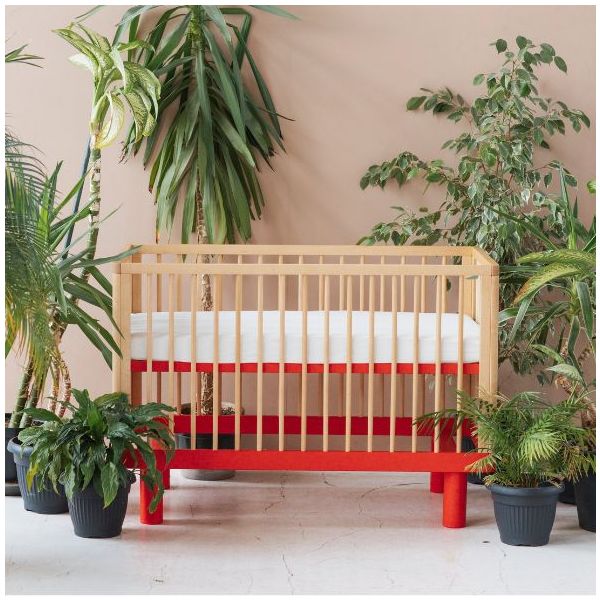 Nox Convertible Crib 60 x 120 cm - Natural / Red