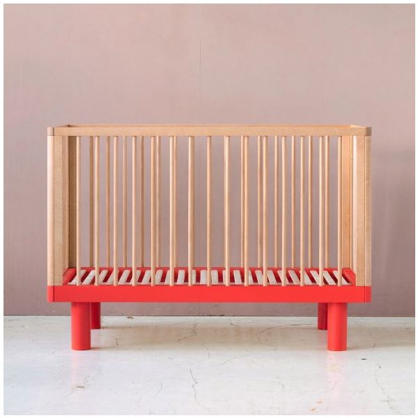 Nox Convertible Crib 60 x 120 cm - Natural / Red