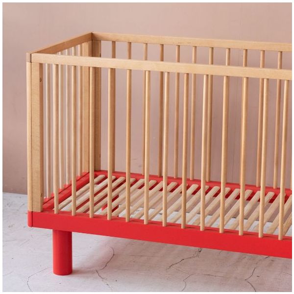 Nox Convertible Crib 60 x 120 cm - Natural / Red