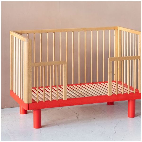 Nox Convertible Crib 60 x 120 cm - Natural / Red