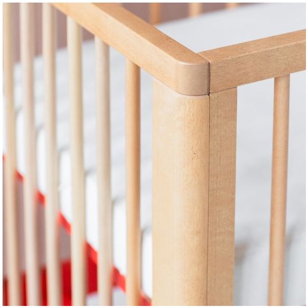 Nox Convertible Crib 60 x 120 cm - Natural / Red