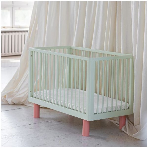 Mitwachsendes Babybett Nox 60 x 120 cm - Pistazie / Rosa