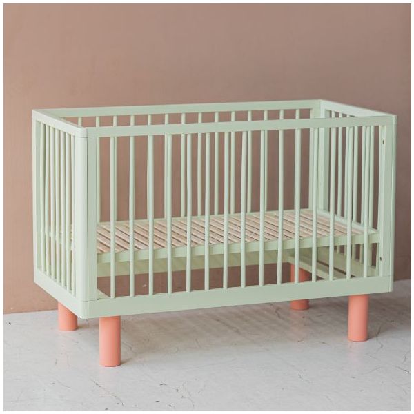 Mitwachsendes Babybett Nox 60 x 120 cm - Pistazie / Rosa