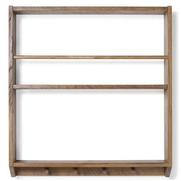 Eli Shelf with Hooks - Simple - Smoked Oak