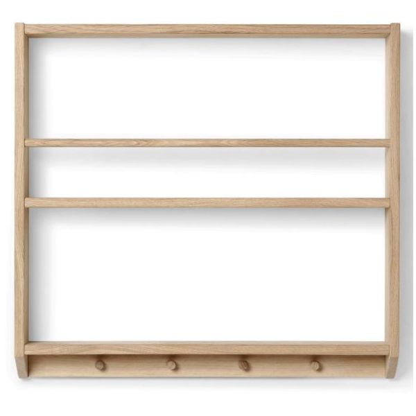 Eli Shelf with Hooks - Simple - Light Oiled Oak