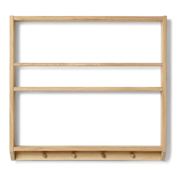 Eli Shelf with Hooks - Simple - Natural Oiled Oak