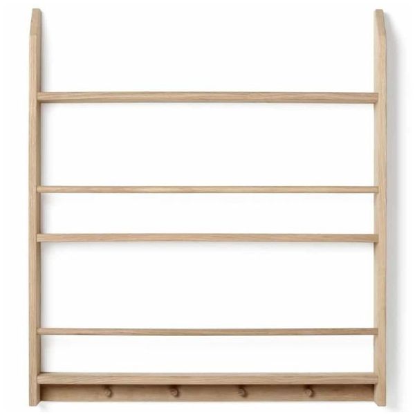 Eli Shelf with Hooks - Double - Light Oiled Oak