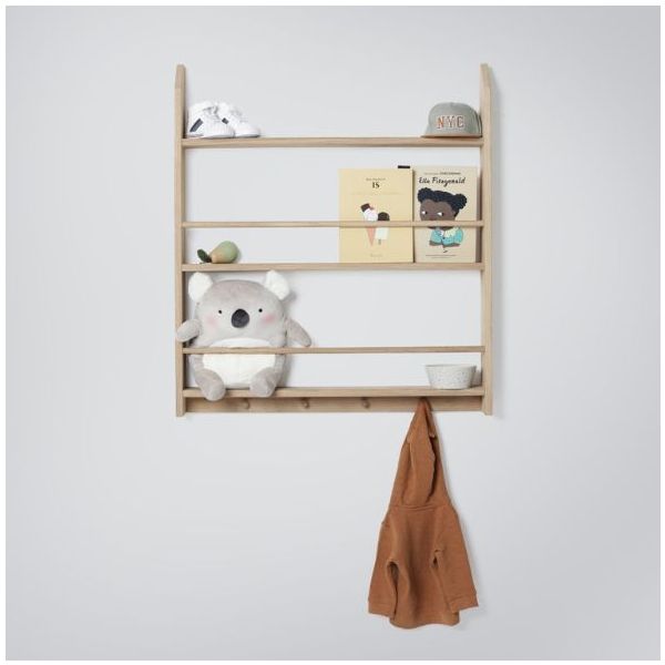 Eli Shelf with Hooks - Double - Natural Oiled Oak