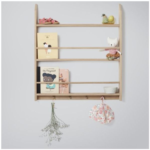 Eli Shelf with Hooks - Double - Light Oiled Oak