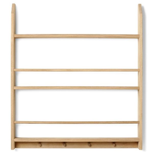 Eli Shelf with Hooks - Double - Natural Oiled Oak
