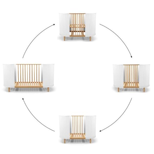 Kai Convertible Crib 70 x 120 cm - Oak / White