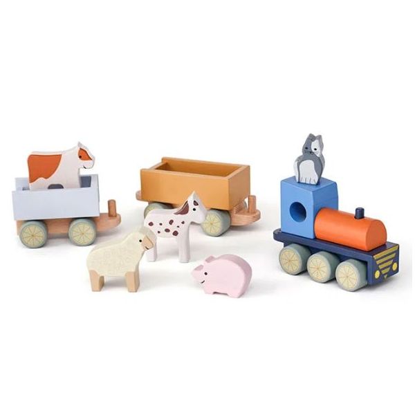 Train en bois avec animaux Aiden - Ferme