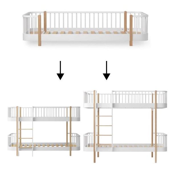 Wood Conversion Kit – Floor Day Bed to Bunk Bed / Low bunk bed - White / Oak