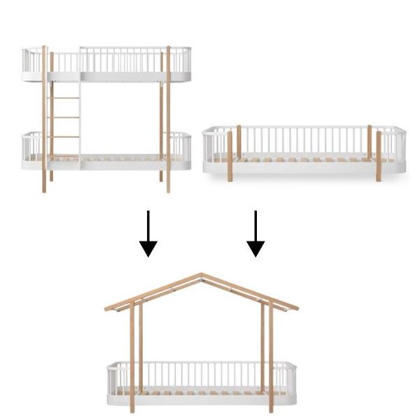 Wood Conversion Kit – Daybed / Bunk Bed to House Bed – White / Oak