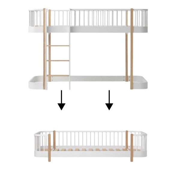 Wood Conversion Kit – Low loft bed (138 cm) to Floor Day Bed - White / Oak