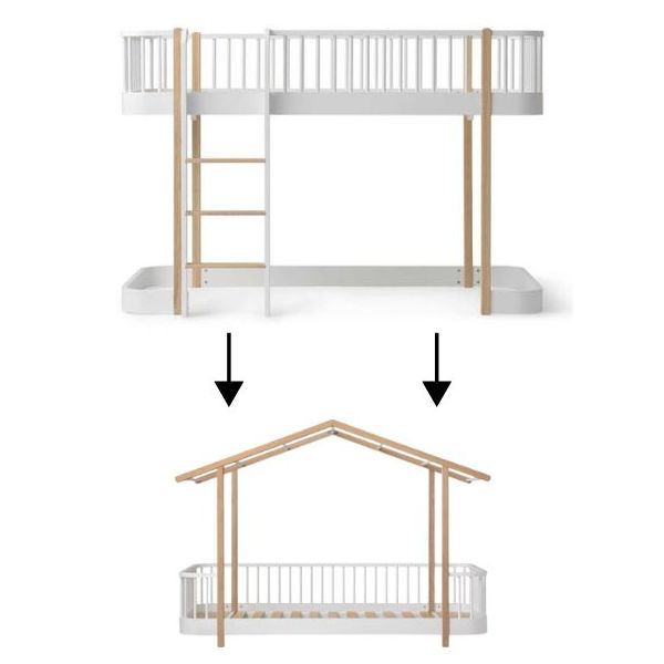 Wood Conversion Kit – Low loft bed (138 cm) to House Bed - White / Oak