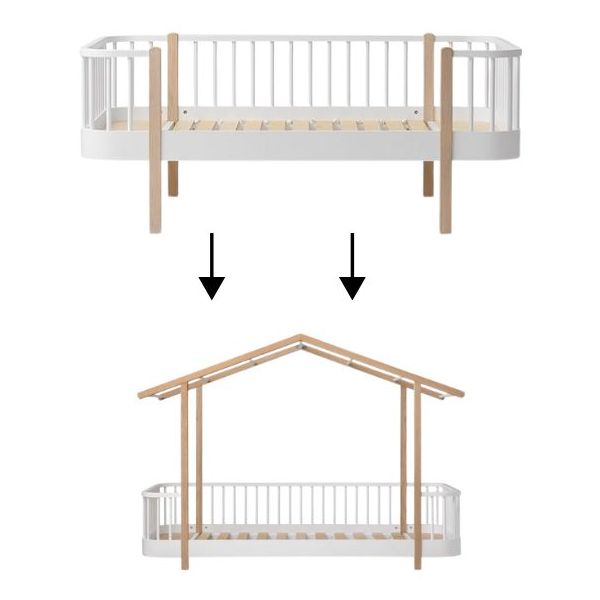 Wood Conversion Kit – Single bed to House Bed - White / Oak